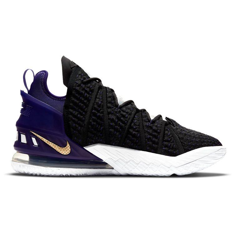 Nike Кроссовки для баскетбола Lebron 18 Mid top Air Max/Air Zoom Унисекс Черно-фиолетово-золотые Азиатская версия CQ9284-004
