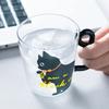 1 шт. Милая кошачья стеклянная чашка для сока, кофе, чая с молоком, кофейная стеклянная кружка, ручка в виде кошачьего хвоста, подарки для влюбленных на День Святого Валентина, ложка из нержавеющей стали