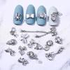 2 Pieces 3D Silver Nail Art Jewelry Japanese Nail Decoration High Quality Zircon Crystal Manicure Zircon Diamond Amulet