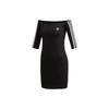 Adidas Originals The Baddie Edit Short Sleeved Dresses Women's Black Boat Neck Moderate Short (Unisex) Short-Sleeved Dresses ED7521