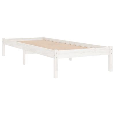 Solid Pine Wood Bed White 90x200 Cm