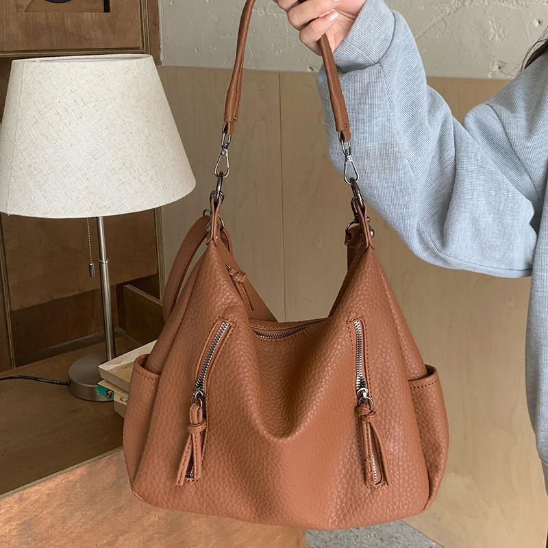 Yogodlns Большая вместительная сумка для женщин, новая мягкая сумка-ведро из искусственной кожи, универсальная сумка-тоут для повседневных поездок на работу, кошелек через плечо