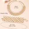 Chain Multilayer Jewelry Set Adjustable Exaggerated  Necklace Cute Metal Plaid Bracelet  Women