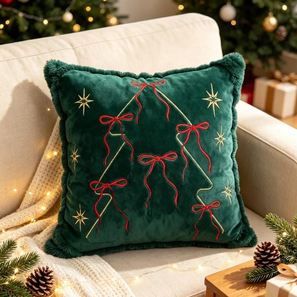 Xmas Tree Embroidered Pillowcase Christmas Tufted Pillow Covers New Throw Pillow Covers Sofa Decor