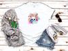 26 Skull With Flowers Watercolor Effect White Women's 3 4 Short Sleeve T-Shirt D336 Unisex T-Shirt