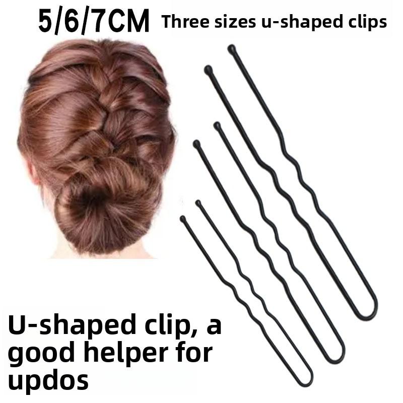 Черная бесшовная шпилька U-образной формы, незаменимая для пучков, фиксирующие шпильки для волос, женские шпильки-одна линия и заколки-шпильки