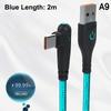 120 Вт Быстрая зарядка USB на C Кабель 90° Изогнутый Дизайн Подходит для Huawei Xiaomi Honor Vivo Зарядный Кабель