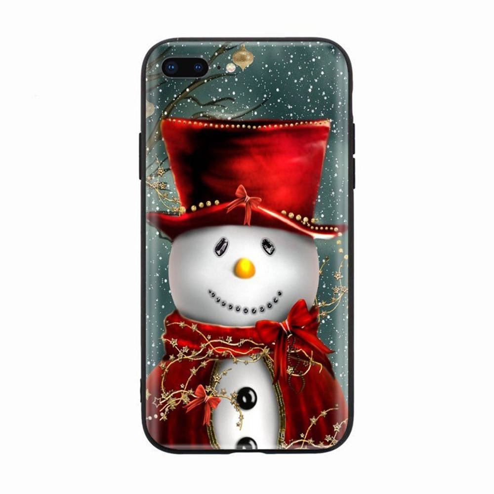 Черный чехол для Xiaomi Redmi 13C Note 9 iPhone XR 7 8 14 15 11 12 13 X XS Pro Max Samsung A25 S23 S24 FE Ultra Plus Snowman