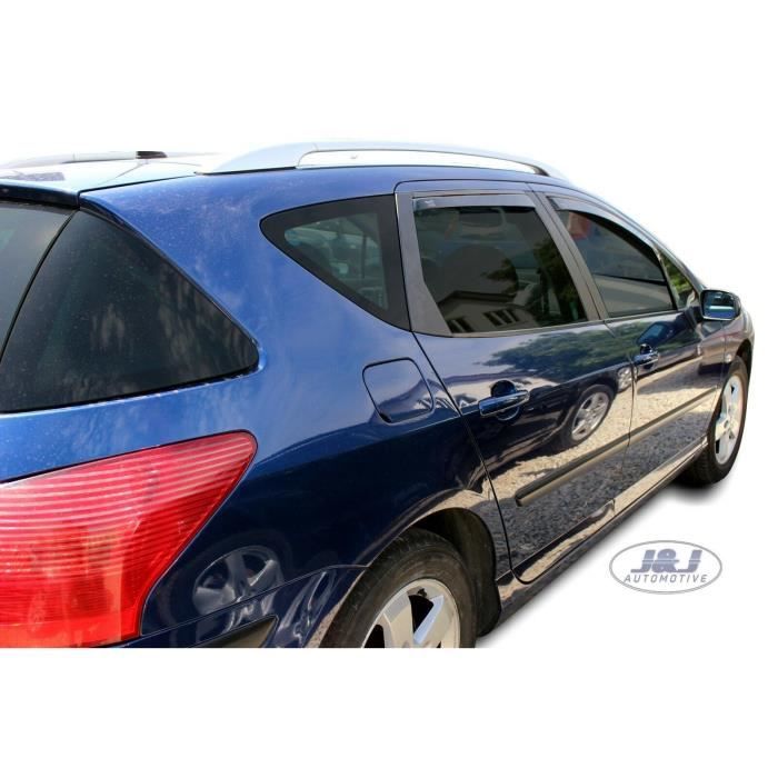 Déflecteurs D'air - J&J AUTOMOTIVE - Peugeot 407 SW - Fumé - Acrylique Renforcé - Installation Facile