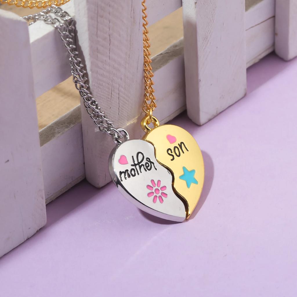 Magnetic splicing Mother and Daughter Necklaces Fashion Love Heart Pendant Choker Jewelry Accessories for Women Birthday Gifts