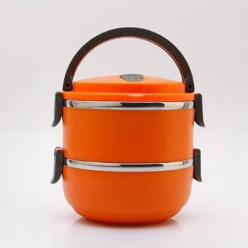 Многослойный ланч-бокс из нержавеющей стали с термоизоляцией, круглый герметичный ланч-бокс, портативный ручной бенто-бокс для студентов и офисных работников