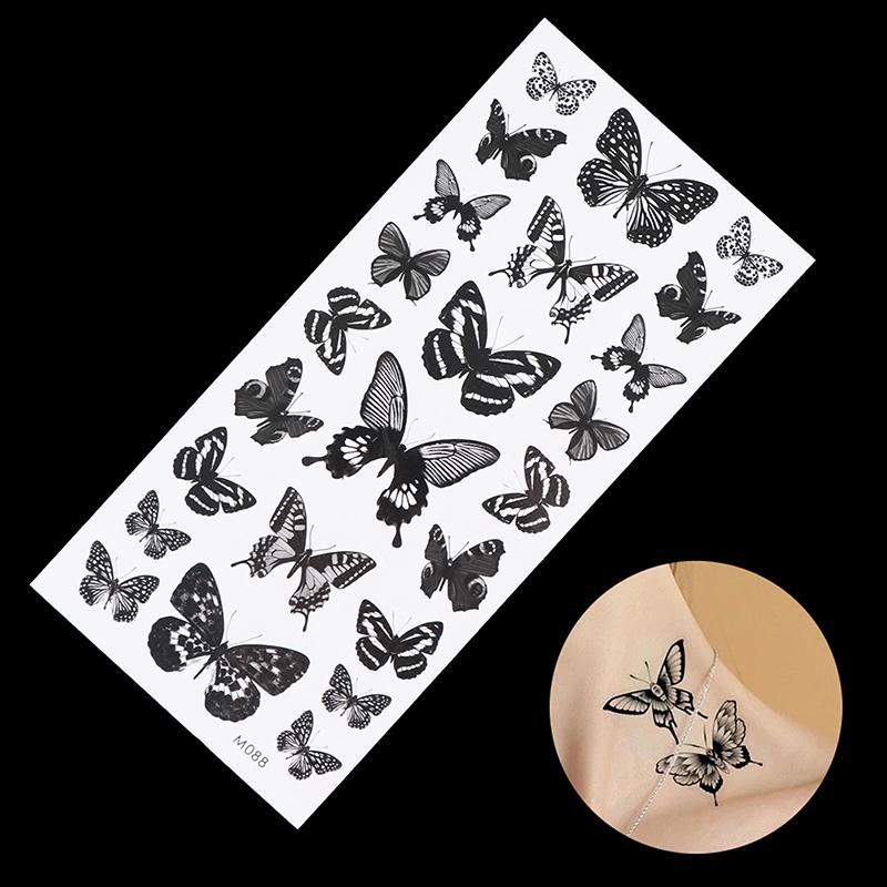 1 Sheet Waterproof Temporary Tattoo Sticker 3D Butterfly Fake Tattoo Leg Arm Art