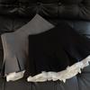 Y2K Ruffles Black Mini Skirt Women Korean Patchwork Pleated Skirts Japanese Kawaii High Waist All Match A Line Skirt New