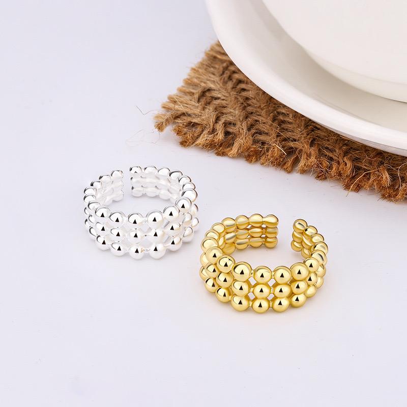 BF CLUB 925 Sterling Rings for Women Fashion Geometric Handmade Irregular Gold Dots Ring Party Christmas Gift