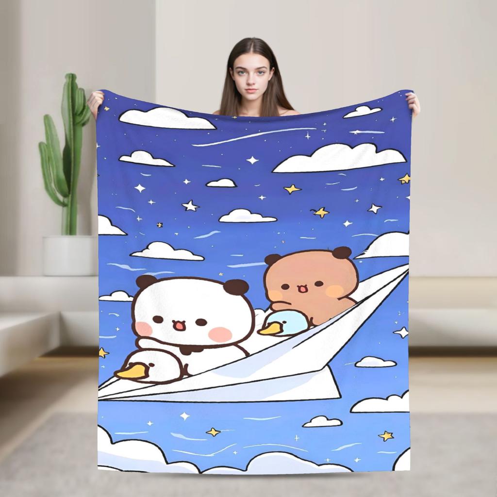 Bubu Dudu Flannel Blanket Winter Super Soft Throw Blanket for Kids Adult Outdoor Print Bedspread Sofa Bed Cover