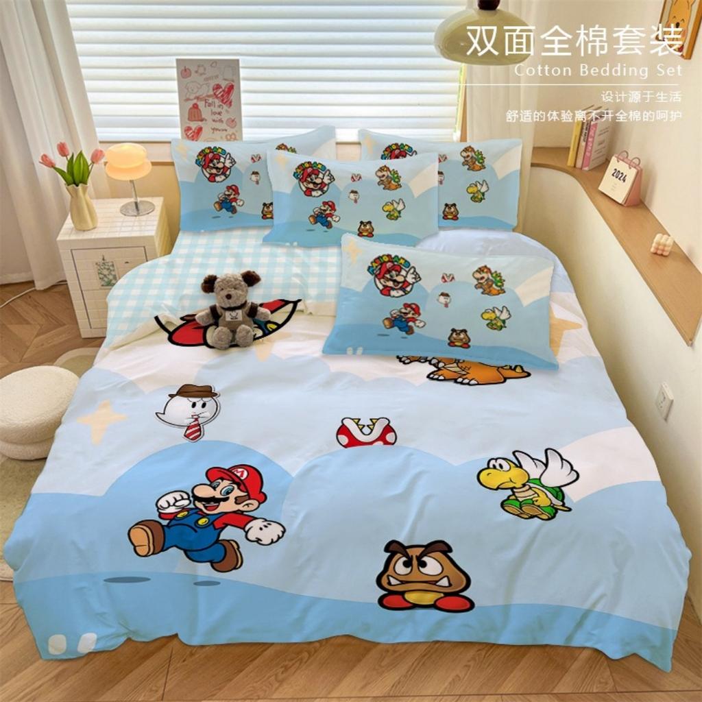 Комплект постельного белья с принтом Super Mario Уютный и теплый комплект для декора спальни и улучшения домашней жизни Подарки для подростков