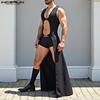 Men U Neck Sleeveless Cutout Button Casual Long Tanks Cardigan