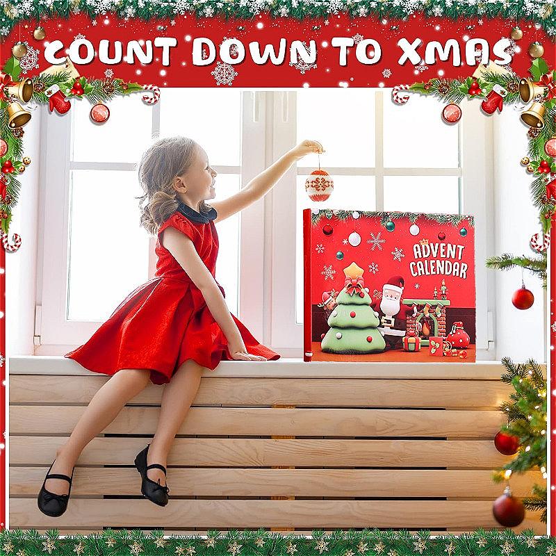 Christmas Blind Box Christmas Advent Calendar with Santa Claus Printed 24 Days Christmas Countdown Calendar for Kids (only Box)