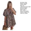 Summer Women Dress Lace-up Bow Decor Hollow Out O Neck Leopard Print Short Puff Sleeves Solid Color A-line Pleated Dating Party Mini Dress