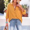 2024 Plus Size New Summer Blouse Linen Fashion Solid Shirt Women Loose Long Sleeve Shirt Casual Tops Tees