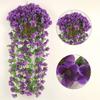 1pc Fake Hanging Flowers  Artificial Violet Ivy Flowers Plant for Outside Outdoor Patio Garden Porch Wedding Home Decorations