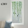 Privacy Window Cover Reeded Glass Film Non Adhesive Frosted Sun Blocking Opaque Decal Cling Hanging Green Plants Decorative Sticker for Bathroom Fresh
