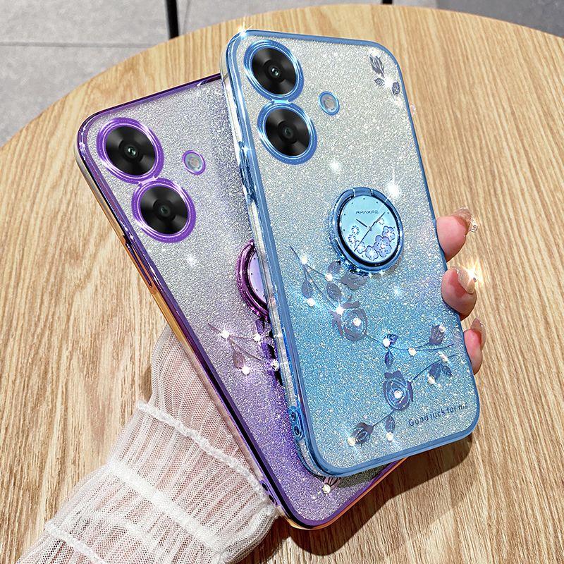 Чехол для мобильного телефона Realme Note60 Градиентный Вечный цветок Противоударный Ультратонкий Силиконовый чехол Градиентный Блестящий с подставкой Note60