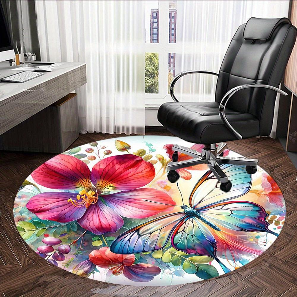 Butterflies And Flowers Painting Fashion Rug Nonslip Carpet Office Chair Mat Design For Office Decor Home Living Room Bedroom Giftt1