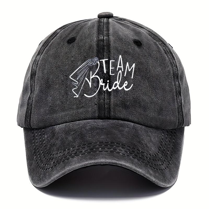 Washed Baseball Caps for Unisex and Women Adjustable Veil Aged Caps Printed with the Letter TEAM BRIDE Suitable for Wedding Ba