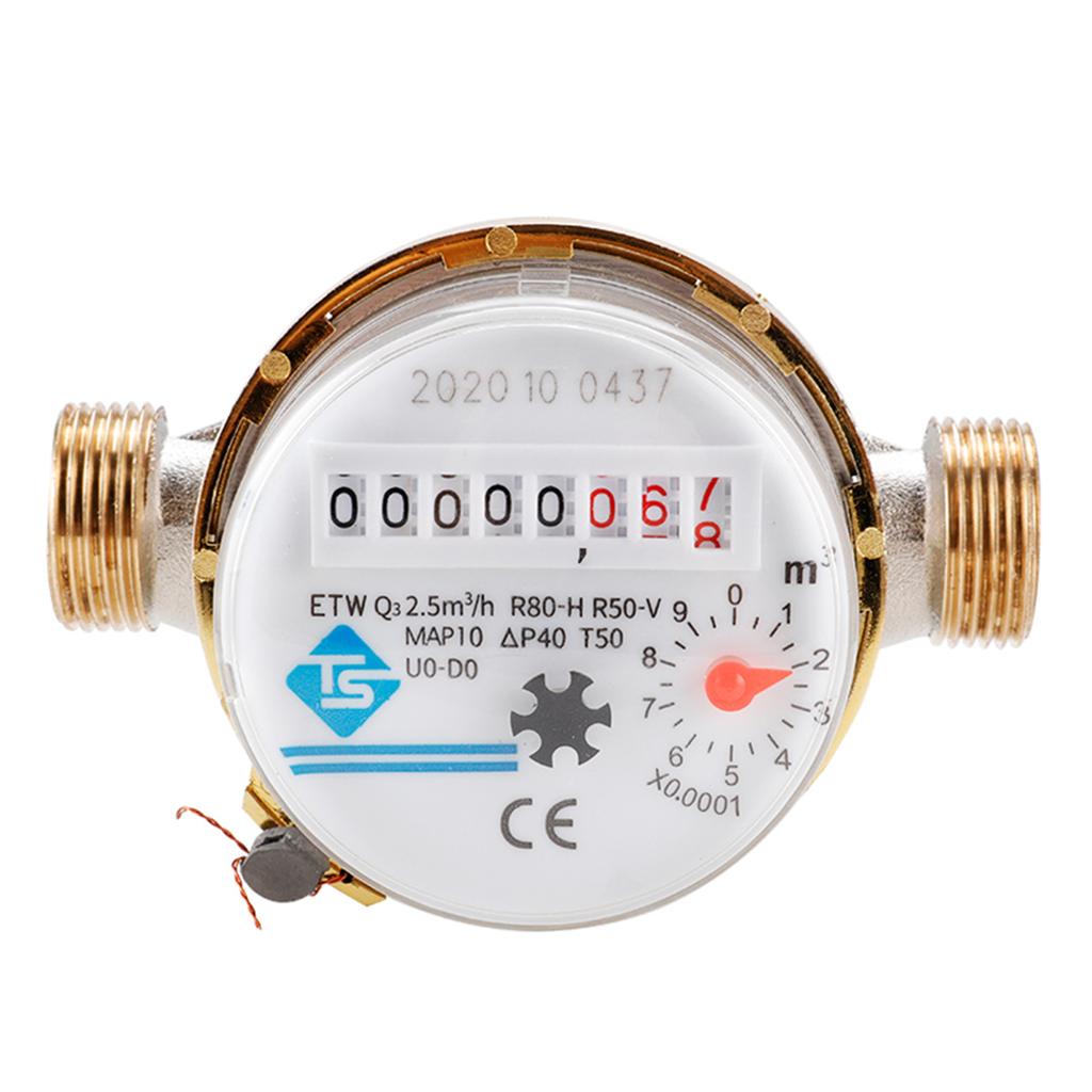 15mm 1/2 Inch Cold Water Meter Read of Cubic Flow Meter 360 Adjustable Rotary Counter Water