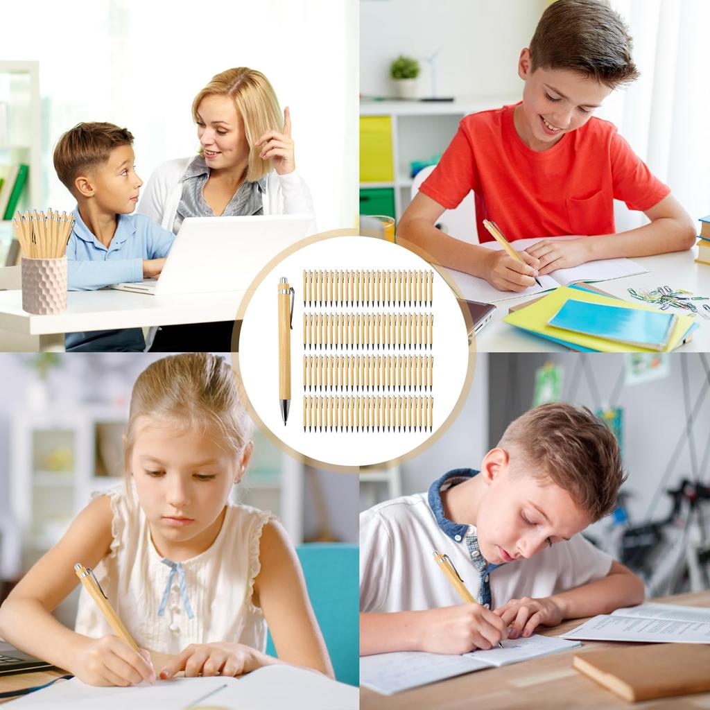 40 шт., бамбуковая шариковая ручка, стилус, контактная ручка, офисные и школьные принадлежности, ручки и письменные принадлежности, подарки, синие чернила