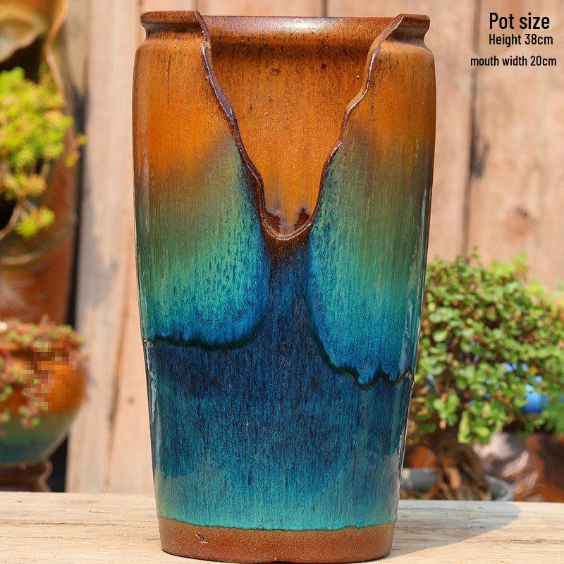 Большой Ручной Глиняный Керамический Цветочный Горшок – Дышащий Высокий Горшок для Суккулентов, Бугенвиллии, Стрелиции, Горшок из Фиолетовой Глины