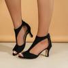 New Simple and Fashionable Back Zipper Fishmouth Shoes Women's Summer Side Stiletto Roman Sandals