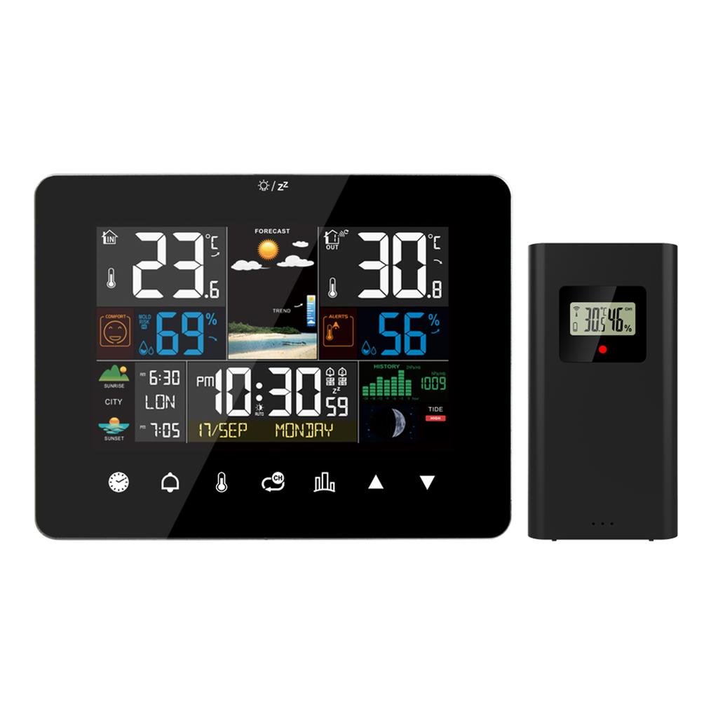 Sunrise and Sunset Weather Station Multi-function Alarm Clock Thermometer Hygrometer Touch Screen