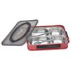 Multifunctional Stainless Steel Divided Dinner Tray Food Plate for Students School CanteenHawthorn Red (4 Compartments )