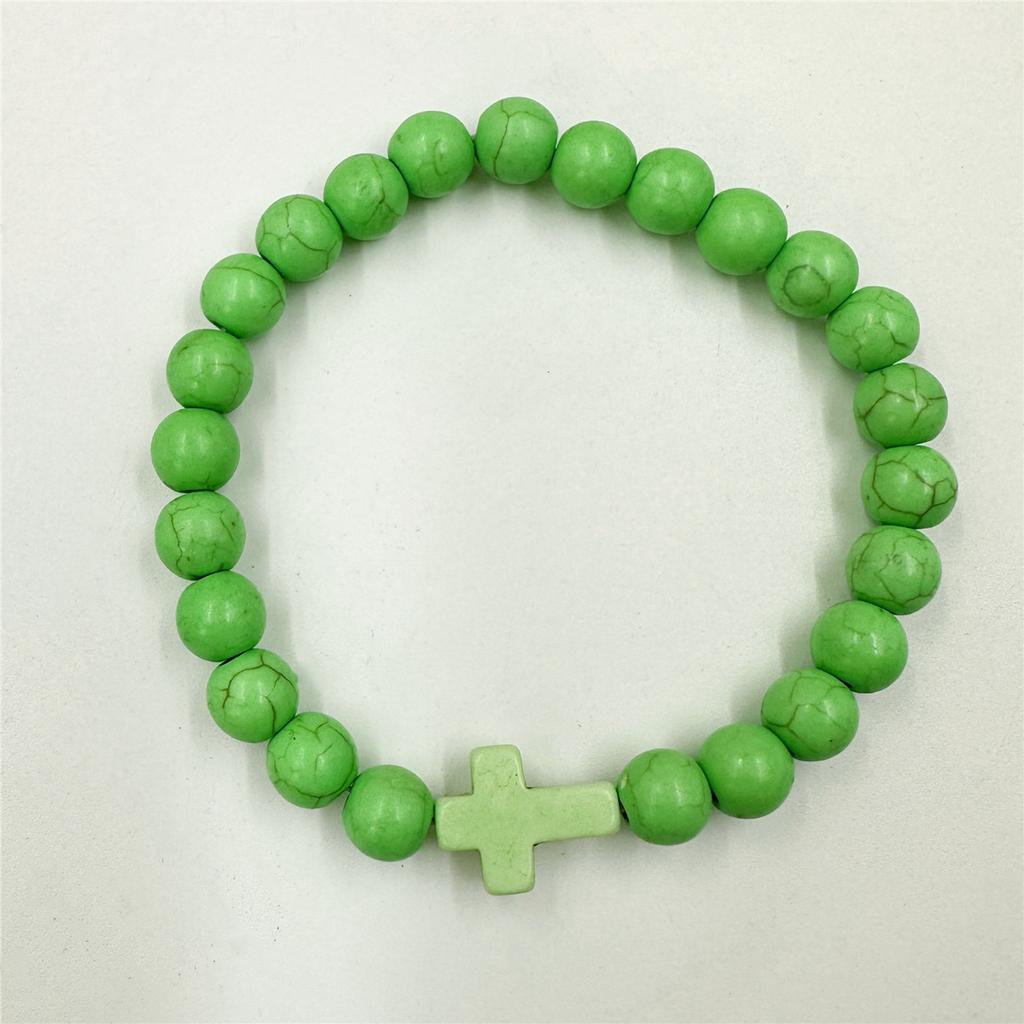 1PC Men Women Gift Cross Charm Beaded Bracelets Matte Bracelet Jewelry Handmade Natural Stone Prayer  Accessories