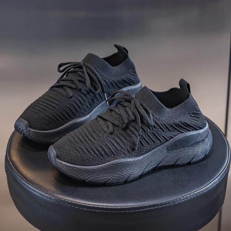 New Thick-soled Flying Woven Dad Shoes for Women, One-step Shoes