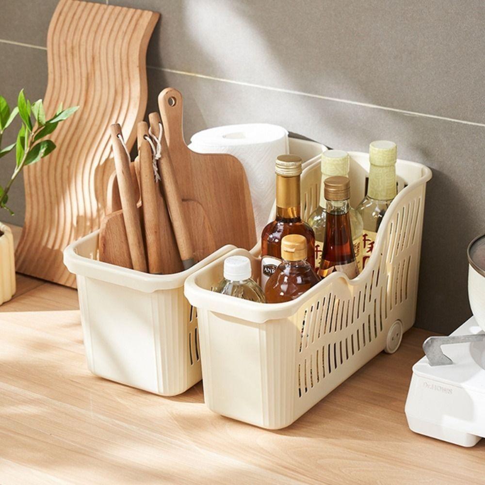 С Колесами Кухонная Корзина для Хранения Многофункциональный Органайзер для Кухонного Шкафа Кухня