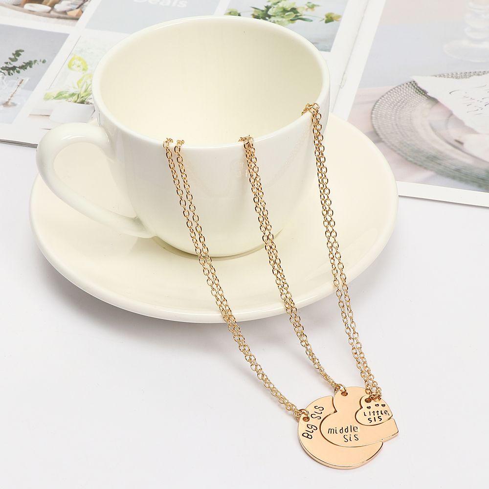 Gifts Best friends Little Sis Good Sister Necklaces 3 Pieces / Set Stitching Necklaces Big Sister