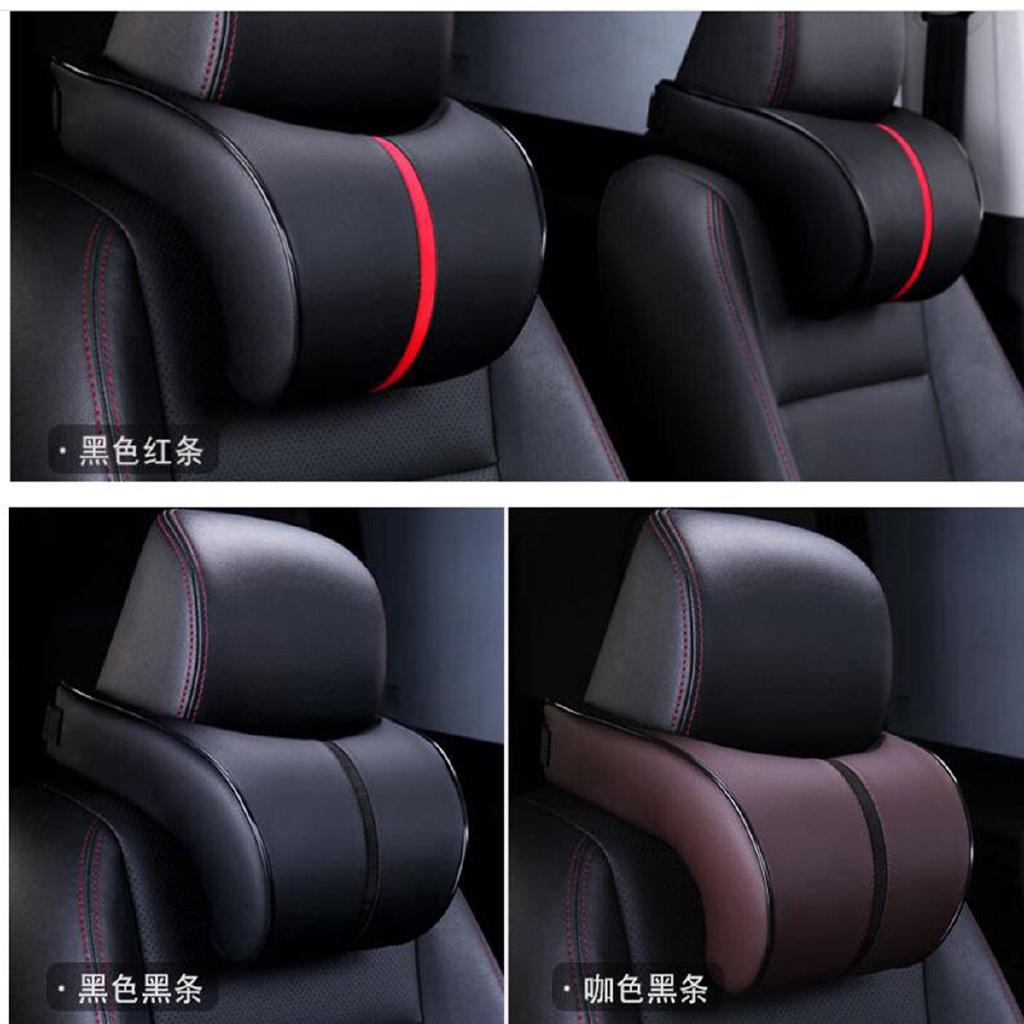 Adjustable PU Leather Car Neck Rest Pillow 410g Adjustable Headrest Pad Seat Cushion Leather Car Pillow
