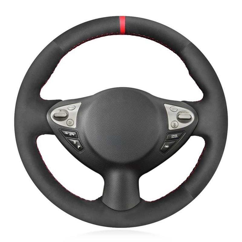Soft Black Genuine Leather Suede Car Steering Wheel Cover For Infiniti FX FX35 FX37 FX50 QX70 Nissan Juke Maxima 370Z Sentra SV