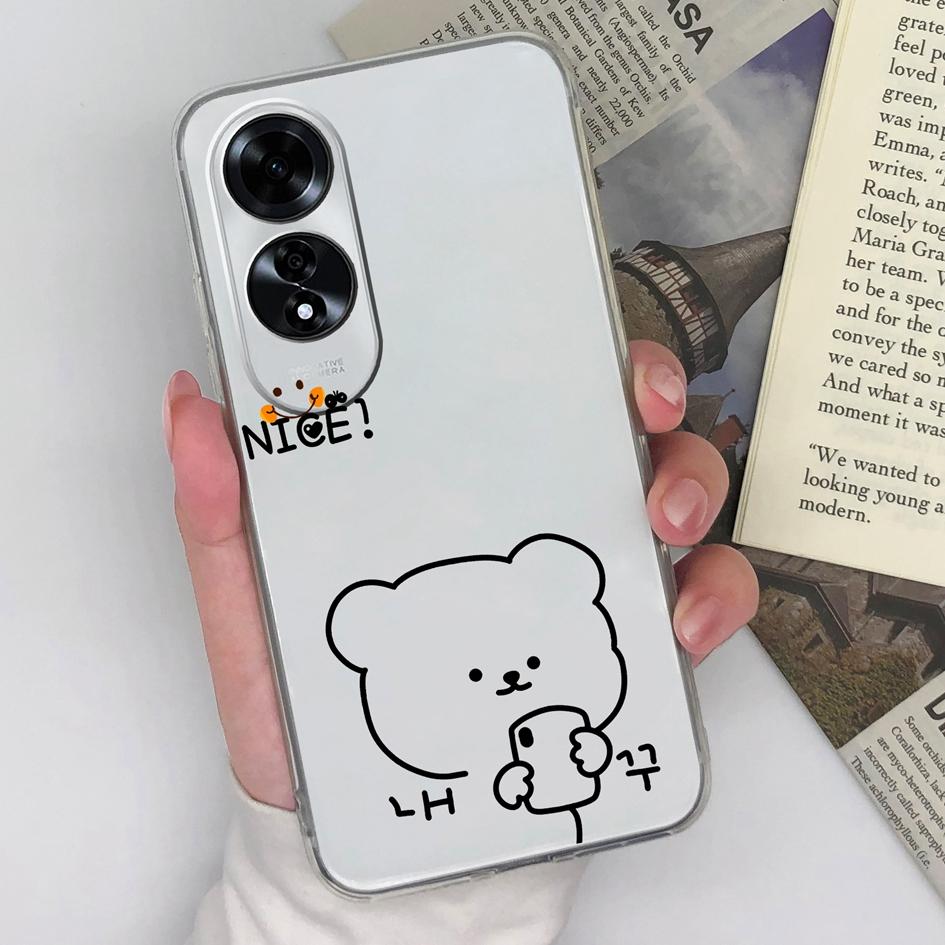 Чехол с рисунком милого кота и совы из мультфильма для OPPO Realme C63 C61 4G Reno12 Pro A59 5G A60, чехол с защитой от падения, мягкие силиконовые прозрачные чехлы для телефонов, чехол для OPPO