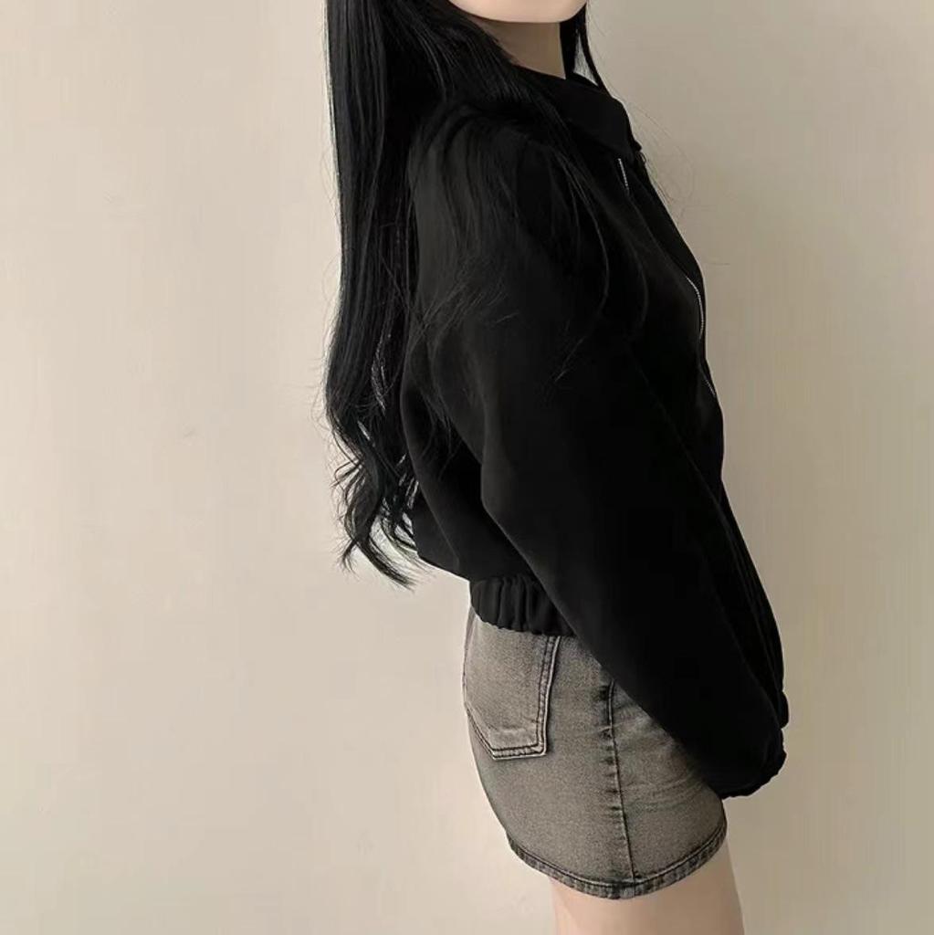 Korean Chic Autumn Retro Faux Suede Stand-Up Collar Zip-Up Jacket for Women