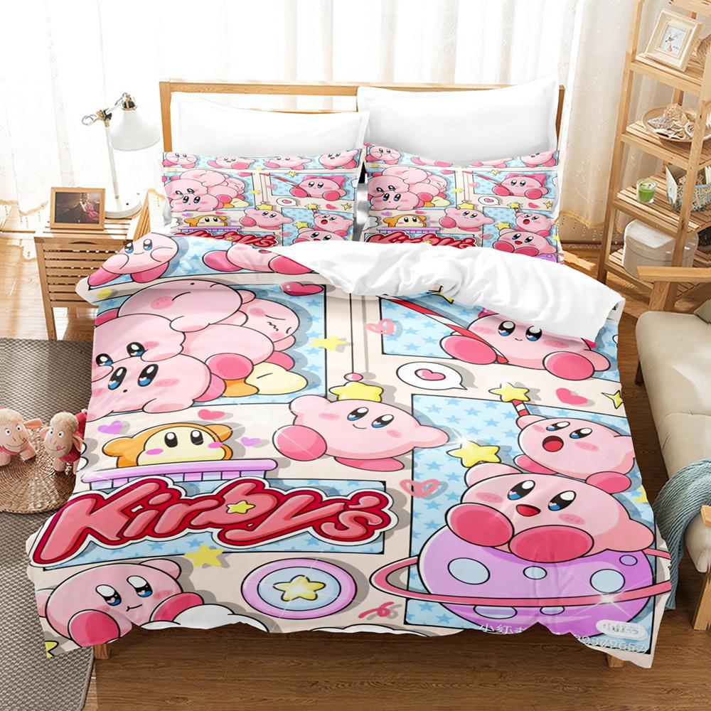 Звезда Кирби 3D Цифровая Печать Пододеяльник Простыня Комплект из Трех Предметов Домашний Текстиль Постельное Белье