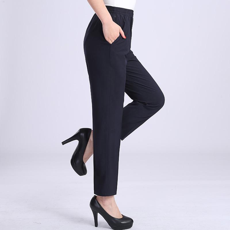 Женские брюки, повседневные брюки, летние тонкие и свободные женские девятые брюки из искусственного шелка