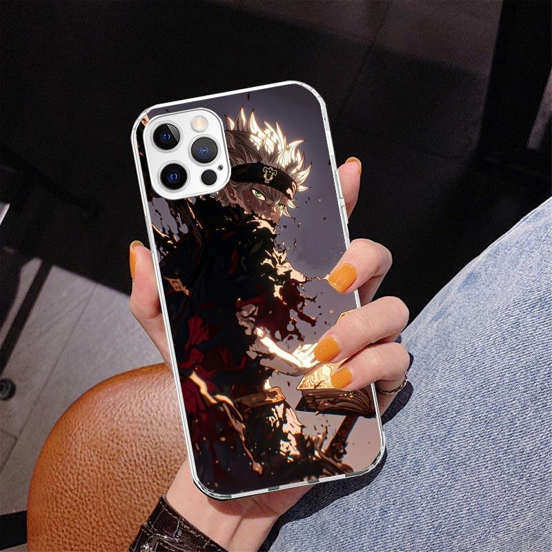 Черный чехол для телефона с аниме-рисунком C-Clovers для iPhone 13 12 Mini 11 Pro Max XS XR X SE 7 8 Plus 5S 5 6S 6 Подарок Печатный чехол Fundas