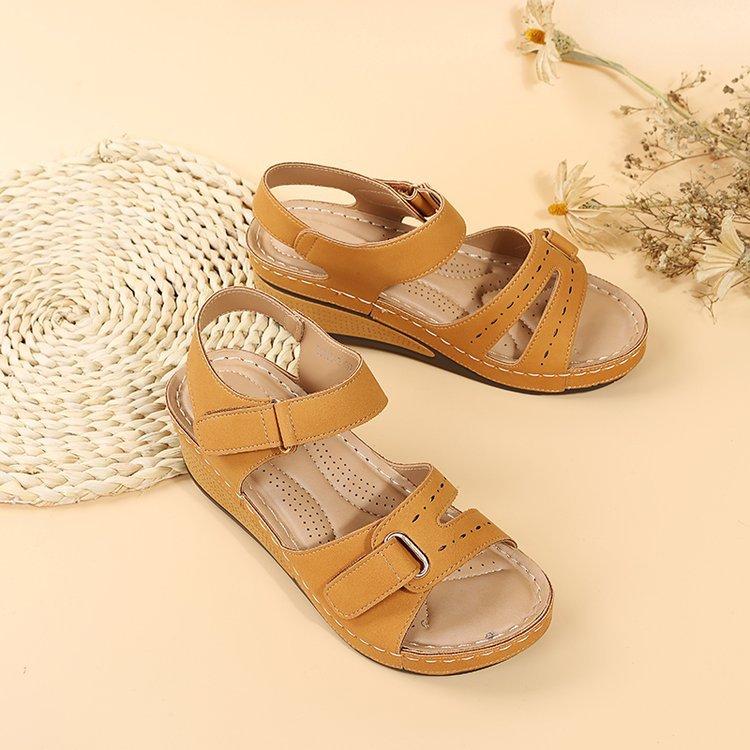 2024 new large size fish mouth casual sandals hot Roman style sandals women wear Velcro shoes