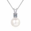 Freshwater Pearl 0.1ct Moissanite S925 Sterling Silver Exquisite  Pendant Necklace Women's Jewelry
