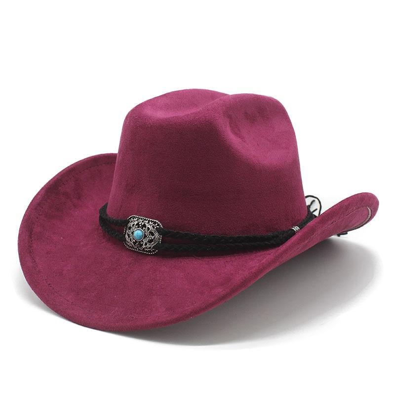 Suede Upturned Edge Western Cowboy Hat Men And Women Outdoor Travel Hat Rolled Brim Ethnic Style Top Hat Felt Hat