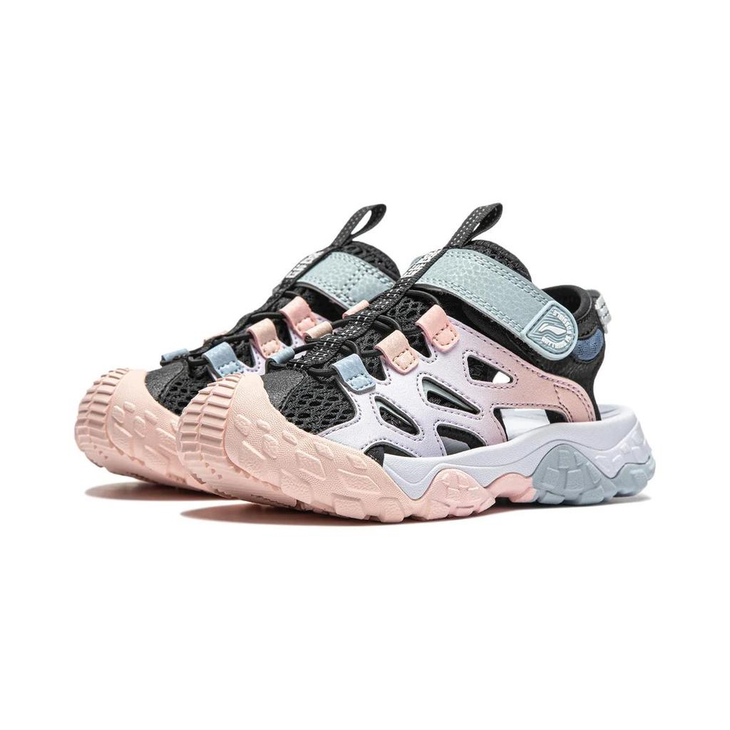 Li Ning Kids Trekking 2 модные универсальные прочные дышащие сандалии детские сандалии черные фиолетовые YKKU004-2